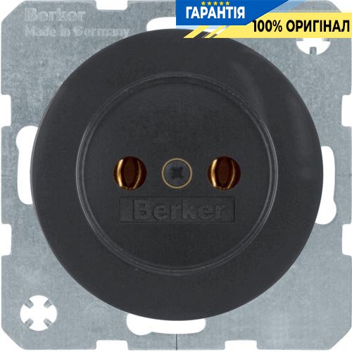 Розетка без заземлюючого контакту, 16А/250В, чорний (глянцевий), R.1, R.3, Berker 6167032045