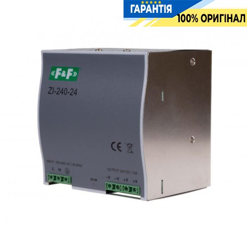 Імпульсний блок живлення ZI-240-24 F&F DIN 90-264В AC / 120-370В DC 24В 10А 240Вт