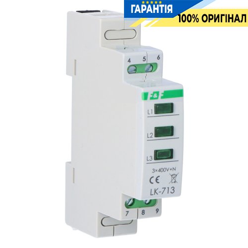 Індикатор живлення LK-713G F&F, 3xLED зелений, 3x230В N, 1 модуль