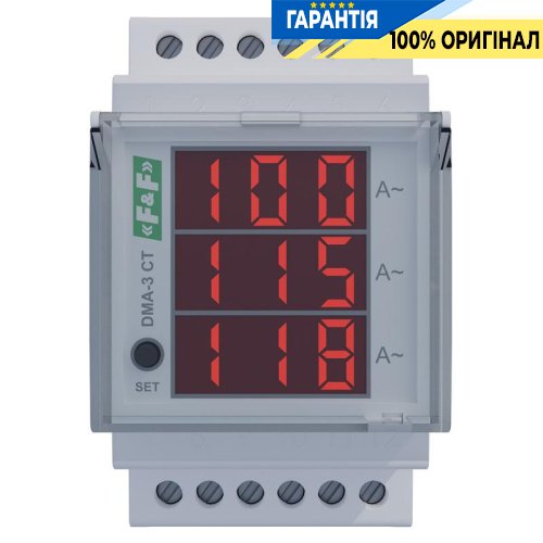 Цифровой трехфазный индикатор тока F&F DMA-3-CT для контроля электрических цепей