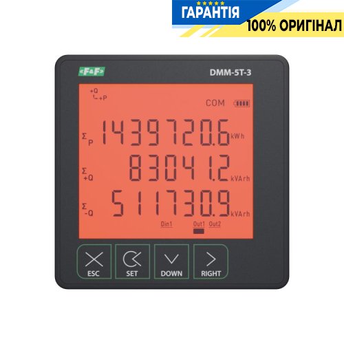 Анализатор параметров сети F&F DMM-5T-3 щитовой с интерфейсом Modbus-RTU, артикул DMM-5T-3