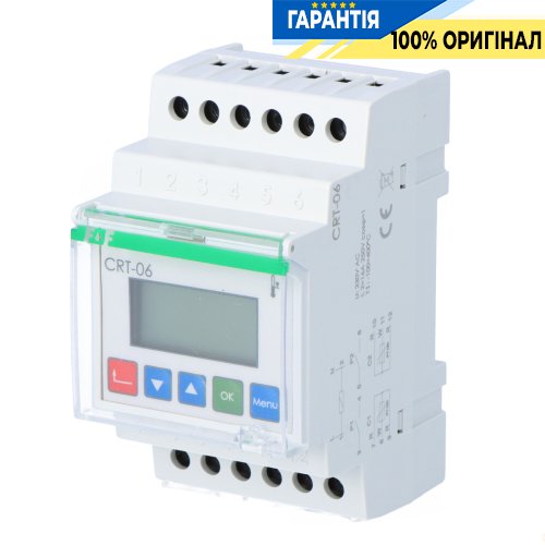 Регулятор температури F&F CRT-06 DIN 2НО 16А 230V/AC двоканальний, без датчика, -100°С +400°С