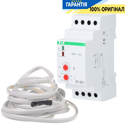 Регулятор температуры F&F RT-821 DIN 1ПК 16А 230V/AC, диапазон -4…+5°C
