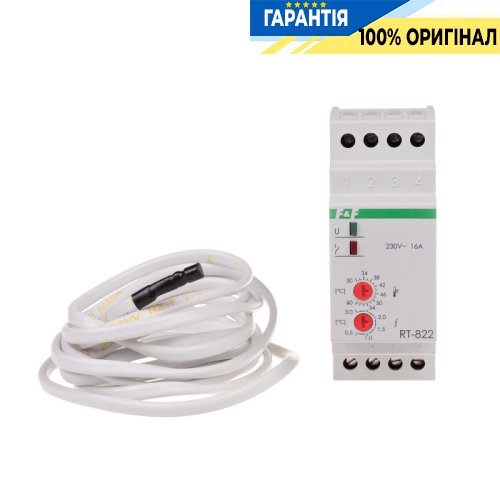 Регулятор температури RT-822 F&F DIN 1 полюс 16А 230В, діапазон +30°C до +60°C