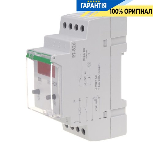 Регулятор температури F&F RT-826 DIN 1ПК 16А 230V/AC, діапазон -25°C до +130°C