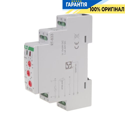 Регулятор температури F&F RT-833 DIN 1ПК 6А(DC) 12-24V DC для керування швидкістю вентилятора
