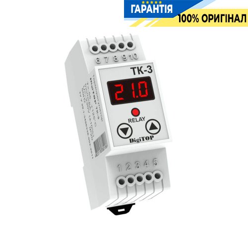 Універсальний терморегулятор DigiTop TK-3, діапазон -50…+125°С, DIN-монтаж, 230V/6А