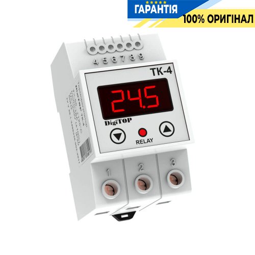 Универсальный терморегулятор DigiTop ТК-4, диапазон -50…+125°С, DIN-рейка, 230V/16А