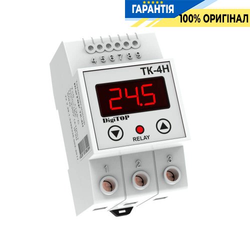 Терморегулятор DigiTop ТК-4H, диапазон 0…+125°С, DIN-рейка, 230В, 16А