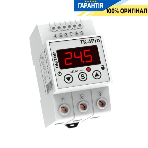 Терморегулятор DigiTop ТК-4Pro, диапазон -50…+125°С, DIN-рейка, 230V, 25А