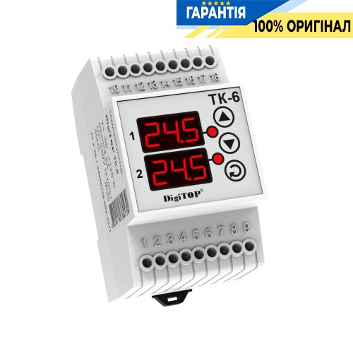 Терморегулятор DigiTop ТК-6, діапазон -50…+125°С, DIN-рейка, 230V/16А