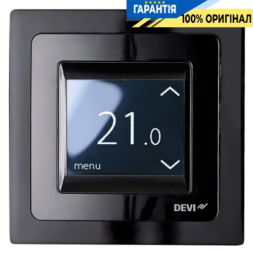 Терморегулятор DEVI DEVIreg Touch 140F1069 сенсорний багатофункціональний, чорний глянець, +5...+35 °C