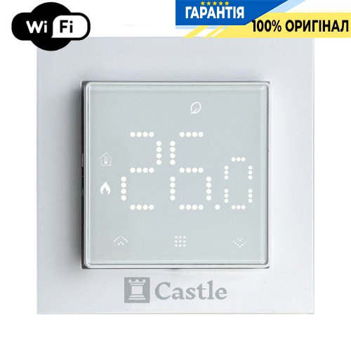 Терморегулятор программируемый Castle AC506H-WiFi +5°С...+45°C с датчиками пола и воздуха, белый