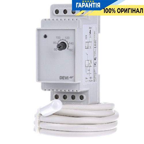 Терморегулятор Devi Devireg 330, 16 A, +60…+160°C, DIN, з датчиком підлоги, 140F1073