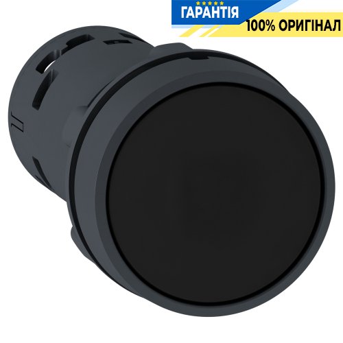 Кнопка Schneider Electric Harmony XB7NA21, моноблочна, 22 мм, чорна, пластик, пружинне повернення, 1 Н.О.