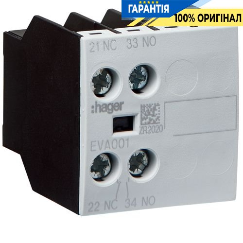 Дополнительный контакт 1НО+1НЗ Hager EVA001 для модулей EV007-10…EV038-10, EVN022…EVN045, EVL014…EVL027