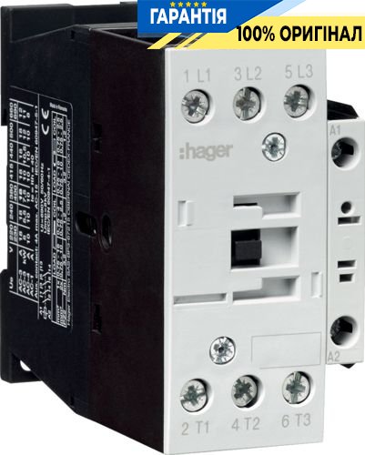 Контактор корпусный 3P+1НО, 24В DC, 18А AC-3, Hager EV01810E