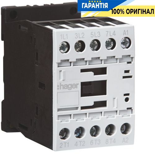 Контактор корпусний 4-полюсний 22А AC-1, котушка 24В DC, Hager EVN022E