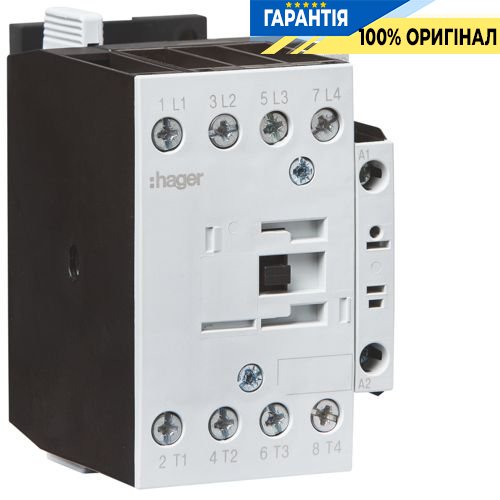 Контактор корпусний 4P з 1НО, 24В AC, 32А AC-1, Hager EVN03210D
