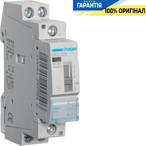 Контактор с ручным управлением Hager ERC226, 25A, 2НЗ, 230В