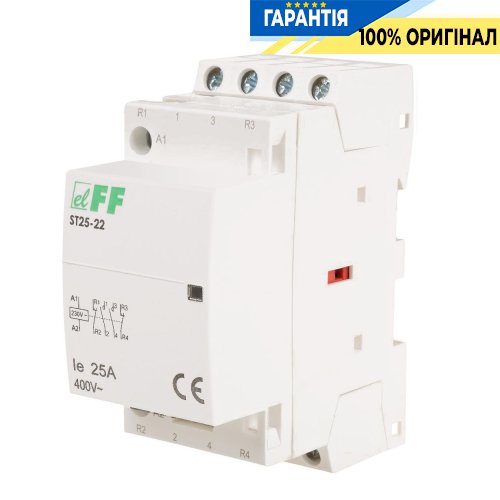Контактор модульный F&F ST25-22, 2NO+2NC, 25А, 230В, DIN-рейка