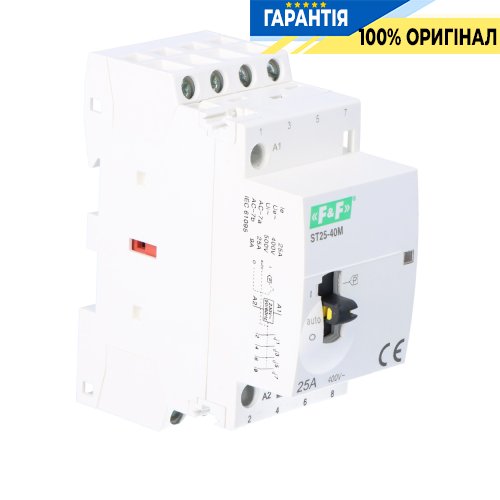 Контактор модульный F&F ST25-40-M, 4NO, 25А, 230В, DIN-рейка