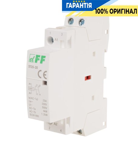 Контактор модульний F&F ST25-20, 2NO, 25А, 230В, DIN-рейка