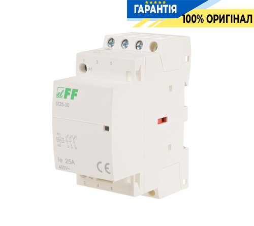 Контактор модульний F&F ST25-30, 3NO, 25А, 230В, DIN-рейка