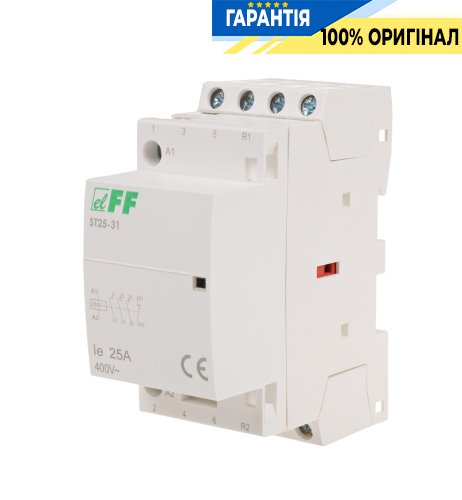 Контактор модульний F&F ST25-31, 3NO+1NC, 25А, 230В, DIN-рейка