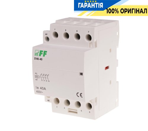 Модульний контактор F&F ST40-40, 4NO, 40А, 230В, DIN-рейка