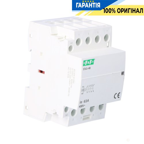 Модульний контактор F&F ST63-40, 4NO, 63A/230V, DIN-рейка