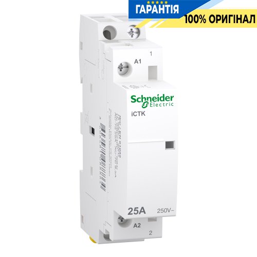 Контактор Schneider Electric 25A 250V 1НО котушка 230-240V AC DIN Acti9 iCTK A9C40125