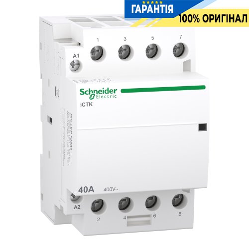Контактор Schneider Electric 40A 400V 4НО котушка 220-240V AC DIN Acti9 iCTK A9C40440