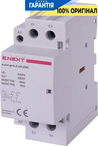 Модульний контактор E.NEXT e.mc.pro.2.40.2NC, 2 полюси, 40А, 2NC, 220В, код p005227