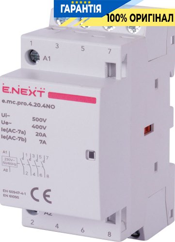 Модульный контактор E.NEXT e.mc.pro.4.20.4NO, 4 полюса, 20А, 4NO, 220В, p005219
