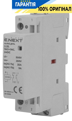 Модульний контактор E.NEXT e.mc.pro.2.25.1NO+1NC, 2 полюси, 25А, 1NO+1NC, 24V/DC, p005320