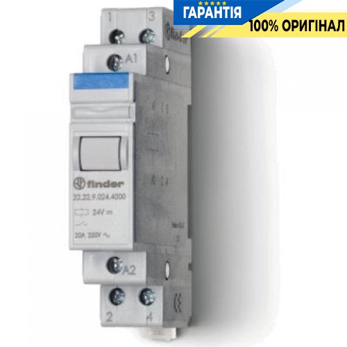 Реле силовое модульное 2НО 230В АС 20А Finder 222282304000
