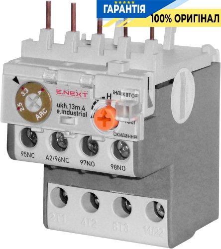 Тепловое реле E.NEXT e.industrial.ukh.13M.4.6, номинальный ток 13А, диапазон регулировки 4-6А, малогабаритное i0110015