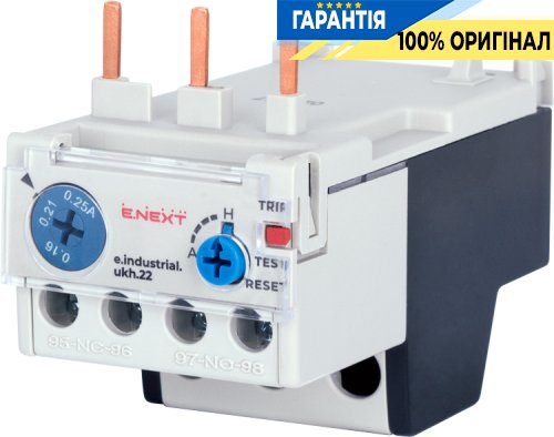 Тепловое реле E.NEXT e.industrial.ukh.22.0,25 номинальный ток 22А, диапазон регулировки 0,16-0,25А i0110024