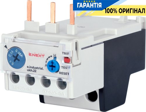 Тепловое реле E.NEXT e.industrial.ukh.22.0,16 номинальный ток 22А, диапазон регулировки 0,1-0,16А, артикул i0110023