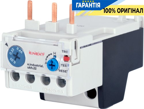 Тепловое реле E.NEXT e.industrial.ukh.22.0,4 с номинальным током 22А и диапазоном регулировки 0,25-0,4А, артикул i0110025