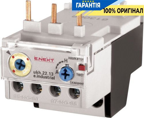Тепловое реле E.NEXT e.industrial.ukh.22.13, номинальный ток 22А, диапазон регулировки 9-13А, артикул i0110006