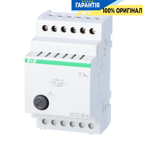 Регулятор яскравості SCO-814 F&F DIN 1000Вт 230V/AC з запам'ятовуванням рівня