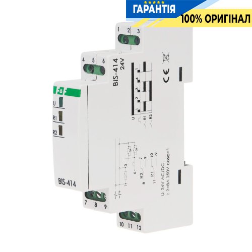 Імпульсне реле F&F BIS-414, 2xNO/NC, 16А, 24V, дві секції