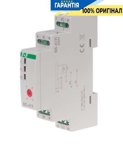 Импульсное бистабильное реле F&F BIS-419-LED, 2xNO 16А/230В, 4 функции