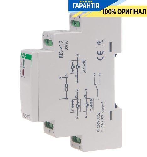 Импульсное реле BIS-412M-LED F&F, 1xNO/NC, 16А, 230В, групповое управление