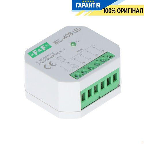 Бистабильное реле F&F BIS-408LED, 1xNO 16А 230В с защитой от пускового тока