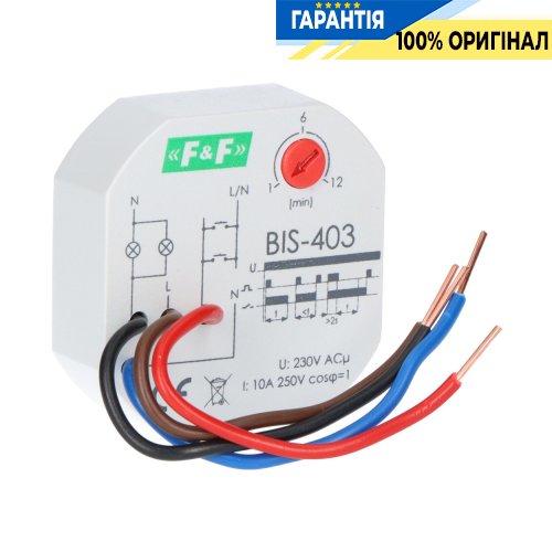 Импульсное реле F&F BIS-403, 1xNO 10А/230V с задержкой времени
