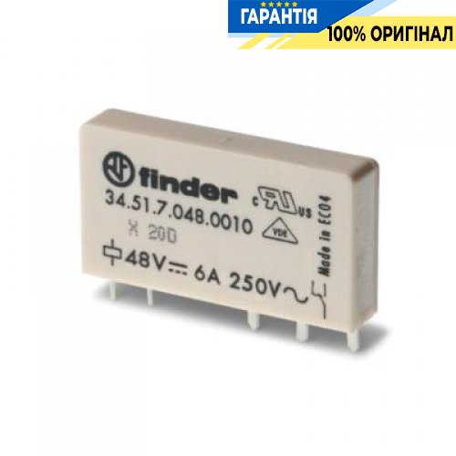 Реле ультратонкое 1ПК 24VDC 6А Finder 345170240010 для точного управления