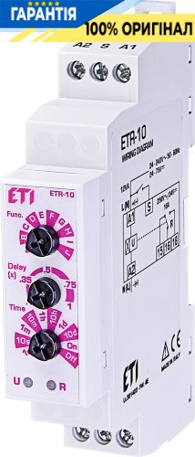 Многофункциональное реле времени ETI ETR-10 24-240V AC/24-75V DC 1x16A AC1 2472200